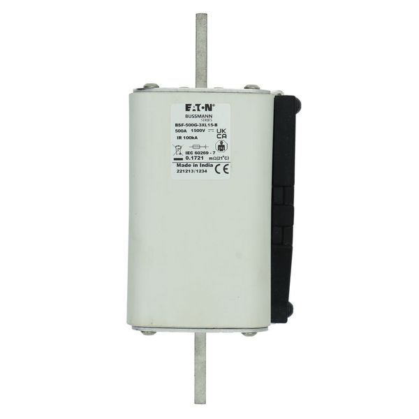 Fuse-link, high speed, 500 A, DC 1500 V, 3L, 74 x 91 x 201 mm, gBat, IEC, bolted connection image 3