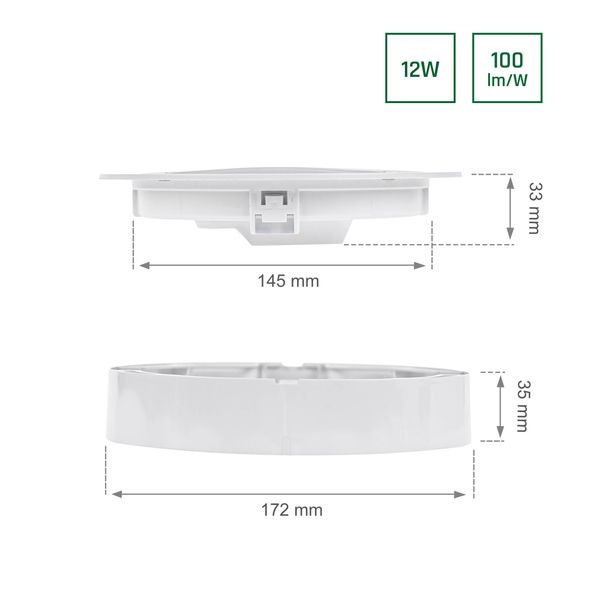 ALGINE 2IN1 SURFACE-RECESSED DOWNLIGHT 12W 1200LM NW 230V IP20 ROUND image 54