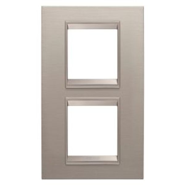 LUX INTERNATIONAL PLATE - IN METAL - 2+2 MODULES VERTICAL - BRUSHED ALUMINIUM - INNER FRAME MATT LIGHT BRONZE - CHORUSMART image 1