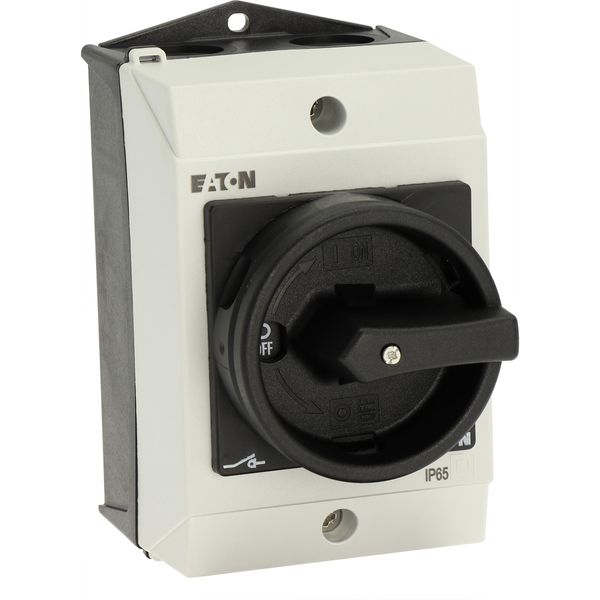 Main switch, T0, 20 A, surface mounting, 2 contact unit(s), 3 pole, 1 N/O, STOP function, With black rotary handle and locking ring, Lockable in the 0 image 58