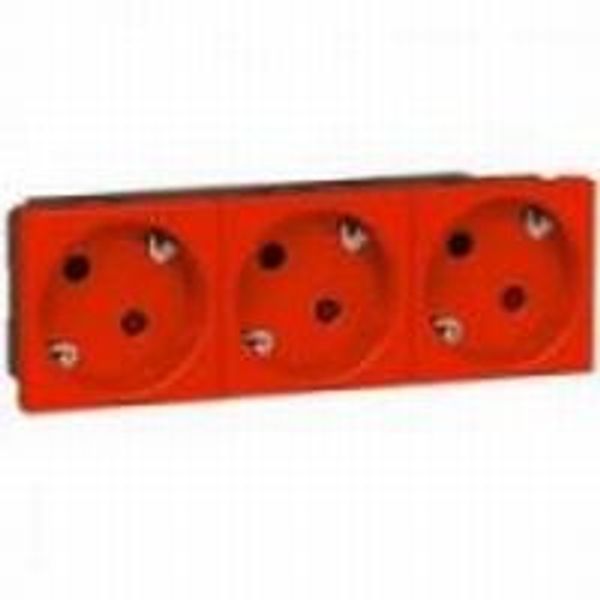Multi-support multiple socket Mosaic - 3 x 2P+E automatic terminals - red image 1