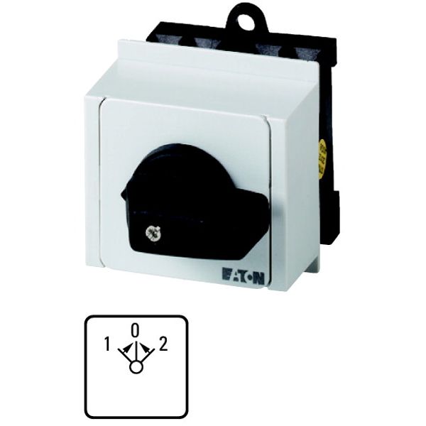 Reversing switches, T0, 20 A, service distribution board mounting, 3 contact unit(s), Contacts: 5, 45 °, momentary, With 0 (Off) position, with spring image 1
