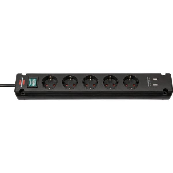 Bremounta Extension Socket with USB-Charger 5-way black 3m H05VV-F 3G1.5 image 1