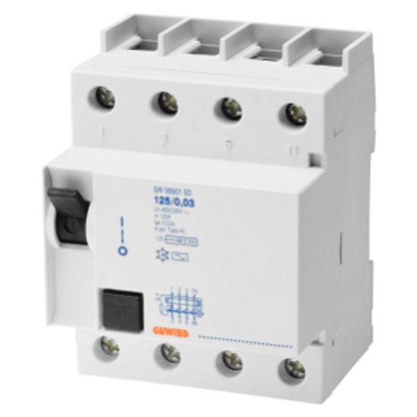 RESIDUAL CURRENT CIRCUIT BREAKER - IDP - 4P 125A TYPE AC INSTANTANEOUS Idn=0,03A - 4 MODULES image 1