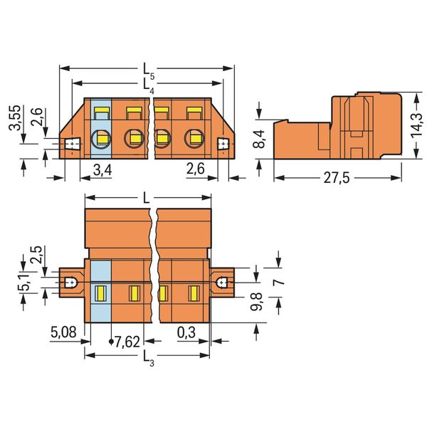 1-conductor male connector CAGE CLAMP® 2.5 mm² orange image 3