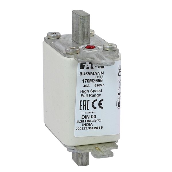 Fuse-link, high speed, 40 A, AC 690 V, DIN 00, 30 x 60 x 79 mm, gR, DIN, IEC, single indicator image 12