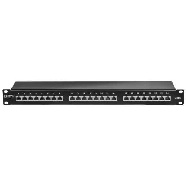 Cat.6 Patch Panel 24p STP 1U, Black 24 Ports in one height unit,  Gigabit image 1