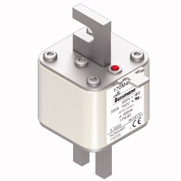 Fuse-link, high speed, 350 A, AC 690 V, DIN 1, 53 x 66 x 108 mm, aR, DIN, IEC, single indicator image 3