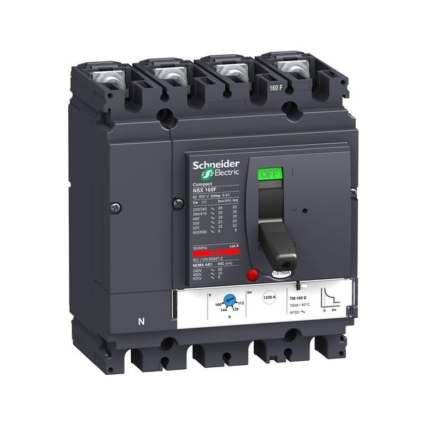 circuit breaker ComPact NSX160F, 36 KA at 415 VAC, TMD trip unit 100 A, 4 poles 4d image 5