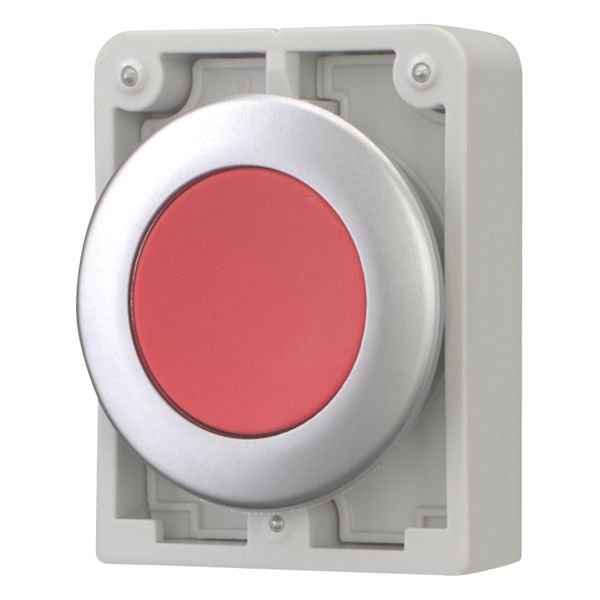 Pushbutton, RMQ-Titan, Flat, momentary, red, Blank, Metal bezel image 3