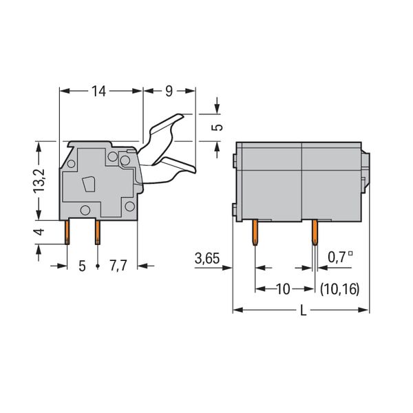 PCB terminal block finger-operated levers 2.5 mm² gray image 5