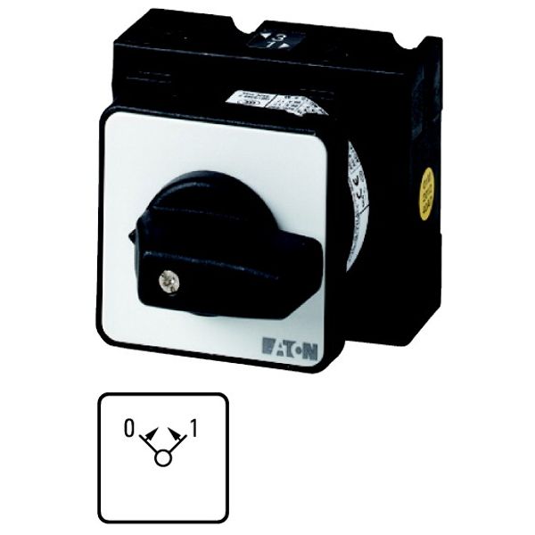 ON-OFF button, T0, 20 A, flush mounting, 1 contact unit(s), Contacts: 2, Spring-return in positions 0 and 1, 45 °, momentary, With 0 (Off) position, w image 1