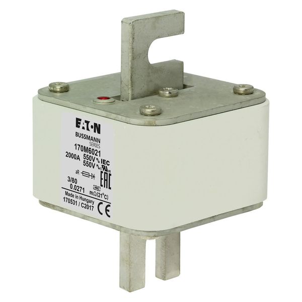 Fuse-link, high speed, 850 A, AC 1750 V, size 3, 76 x 92 x 125 mm, aR, IEC, single indicator image 3