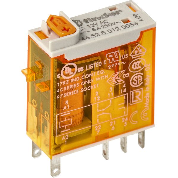 Mini.ind.relays 2CO 8A/12VAC/Agni/Test button/LED/Mech.ind. (46.52.8.012.0054) image 3