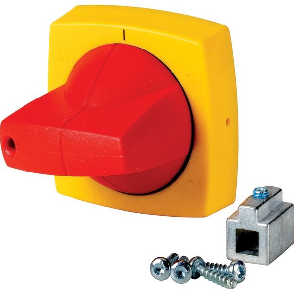 Rotary handle, 6mm, for mounting shroud, red/yellow image 2