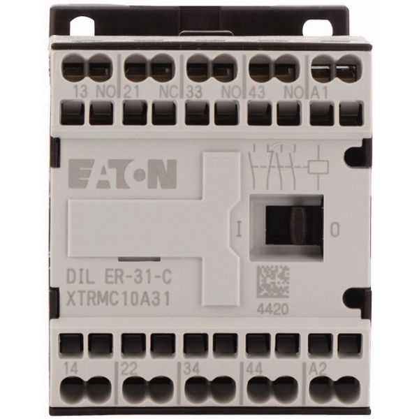 Contactor relay, 110 V DC, N/O = Normally open: 3 N/O, N/C = Normally closed: 1 NC, Spring-loaded terminals, DC operation image 1