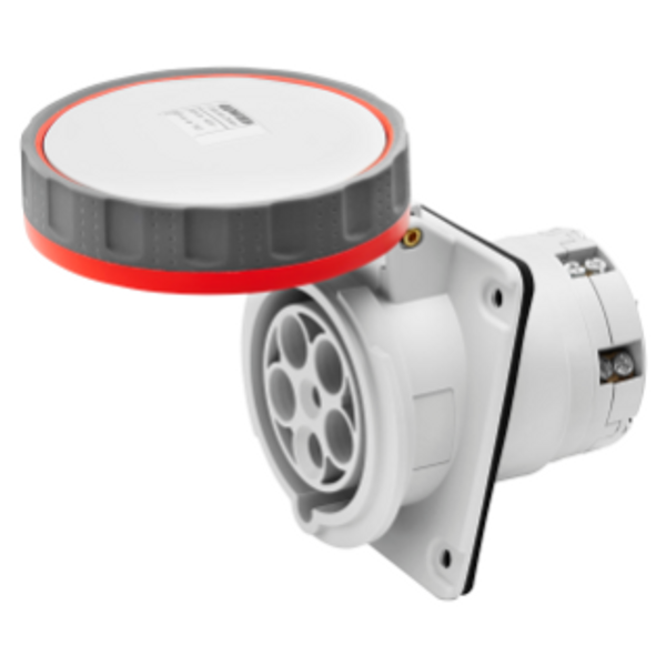 10° ANGLED FLUSH-MOUNTING SOCKET-OUTLET HP - IP66/IP67 - 3P+E 125A 380-415V 50/60HZ - RED - 6H - PILOT CONTACT - MANTLE TERMINAL image 1