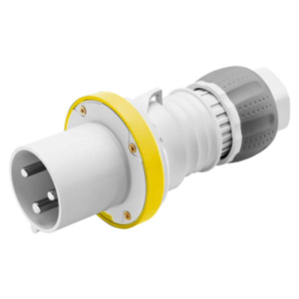 STRAIGHT PLUG HP - IP44/IP54 - 3P+E - 63A - 100-130V 50/60HZ - YELLOW - 4H - MANTLE TERMINAL image 1