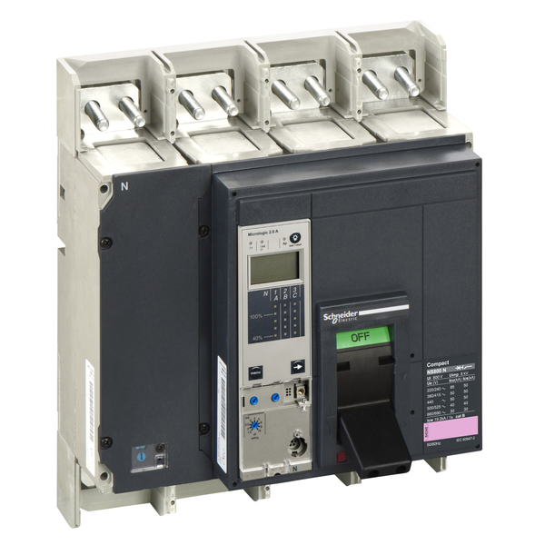 circuit breaker ComPact NS800N, 50 kA at 415 VAC, Micrologic 2.0 A trip unit, 800 A, fixed,4 poles 4d image 4