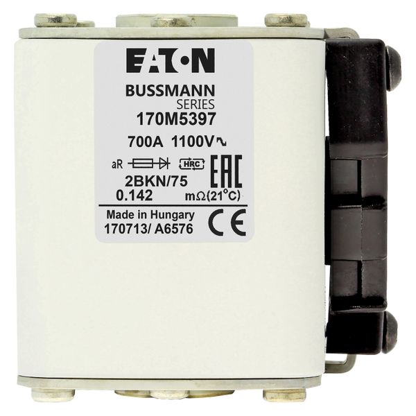 Fuse-link, high speed, 700 A, AC 1000 V, size 2, 61 x 75 x 77 mm, aR, IEC, UL, single indicator image 18