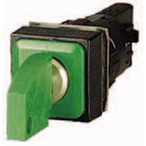 Key-operated actuator, 3 positions, green, momentary image 1