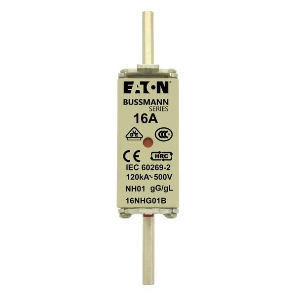 Fuse-link, LV, 16 A, AC 500 V, NH01, gL/gG, IEC, dual indicator, live gripping lugs image 12