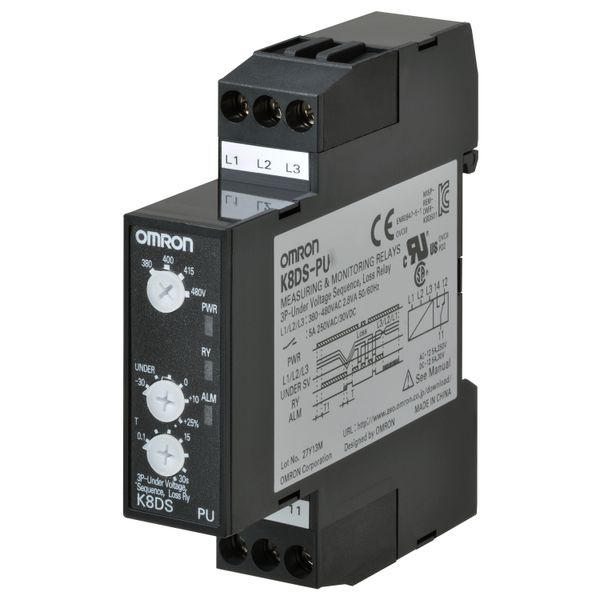 Monitoring relay 17.5mm wide, under voltage, phase sequence and loss, image 2