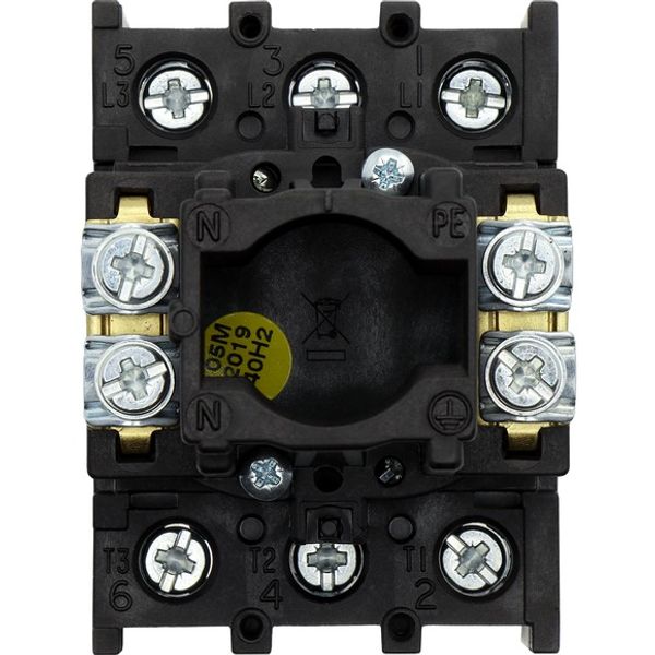 Main switch, P1, 25 A, flush mounting, 3 pole, STOP function, With black rotary handle and locking ring, Lockable in the 0 (Off) position image 1