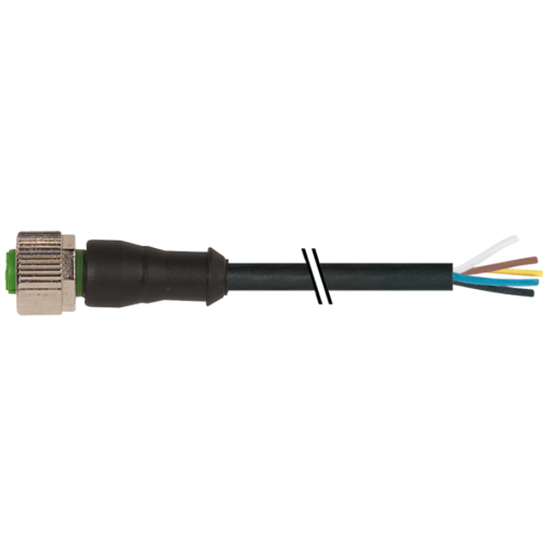 M12 female 0° A-cod. with cable PUR 5x0.34 bk UL/CSA 5m image 1