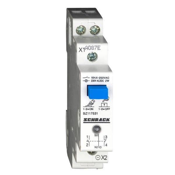 Modular Push-button Switch, 1 NO + 1NC, 230VAC/DC, 16A + LED image 1