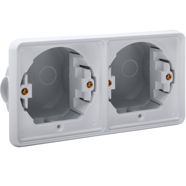 Splashproof double horizontal flush-mounting box for two functions, gr image 1