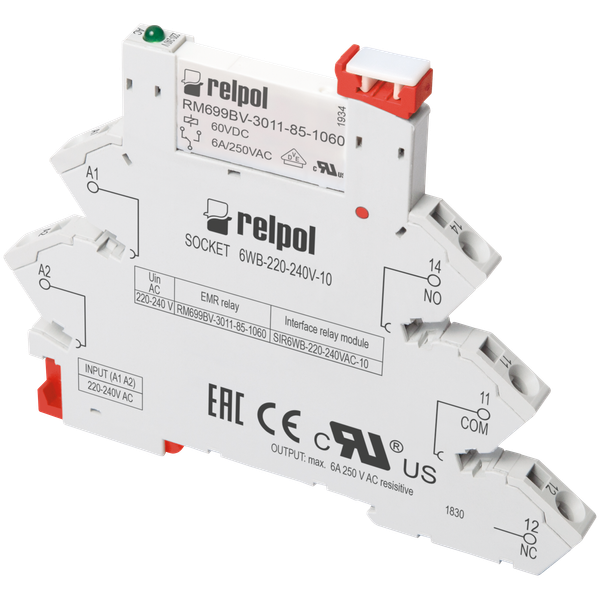Version for long control lines. Interface relay: consists with:universal socket 6WB-220-240V-U and relay  RM699BV-3011-85-1005 image 1