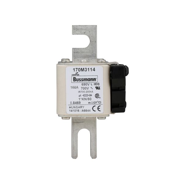 Fuse-link, high speed, 160 A, AC 690 V, compact DIN 1, 45 x 59 x 104 mm, aR, DIN, IEC, single indicator image 7