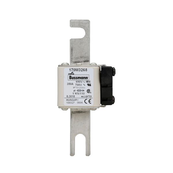 Fuse-link, high speed, 350 A, AC 690 V, compact DIN 1, 45 x 58 x 134 mm, aR, DIN, IEC, type K indicator, 110 mm centres image 11