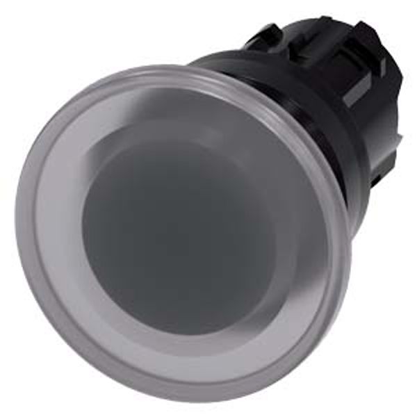 3SU1001-1BD70-0AA0-Z Y15 Illuminated mushroom pushbutton, 22 mm, round, plastic, clear, 40mm, momentary contact type, with laser labeling, upper case and lower case, always upper case image 1