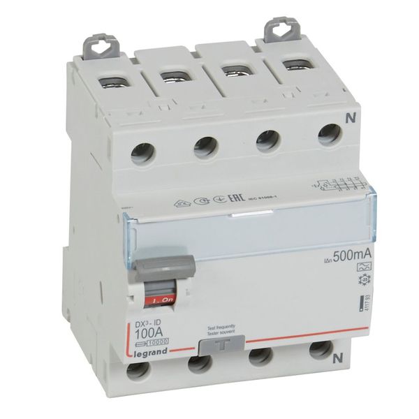 RCD DX³-ID - 4P - 400 V~ neutral right hand side - 100 A - 500 mA - A type image 1