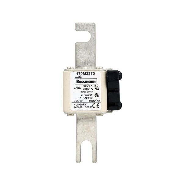 Fuse-link, high speed, 450 A, AC 690 V, compact DIN 1, 45 x 58 x 134 mm, aR, DIN, IEC, type K indicator, 110 mm centres image 5