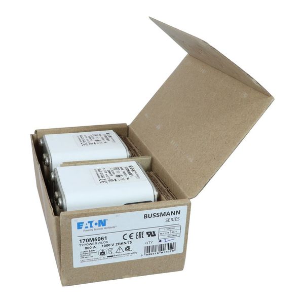 Fuse-link, high speed, 800 A, AC 1000 V, size 2, 59 x 77 x 75 mm, aR, IEC, UL, single indicator image 2