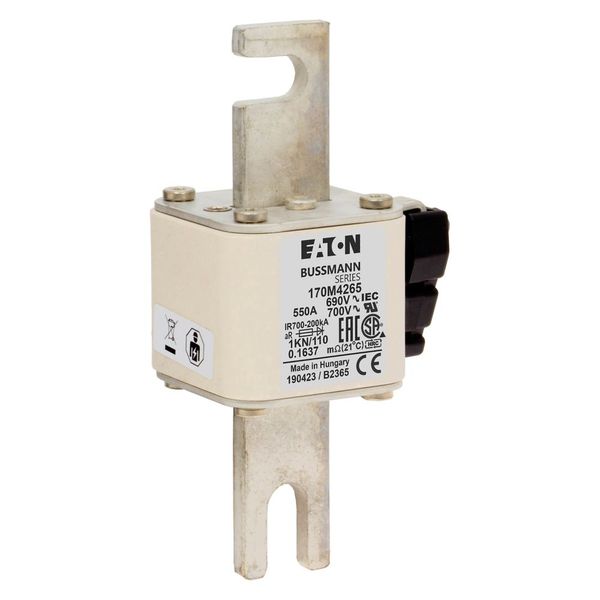 Fuse-link, high speed, 550 A, AC 690 V, DIN 1, 53 x 69 x 138 mm, aR, DIN, IEC, single indicator image 18