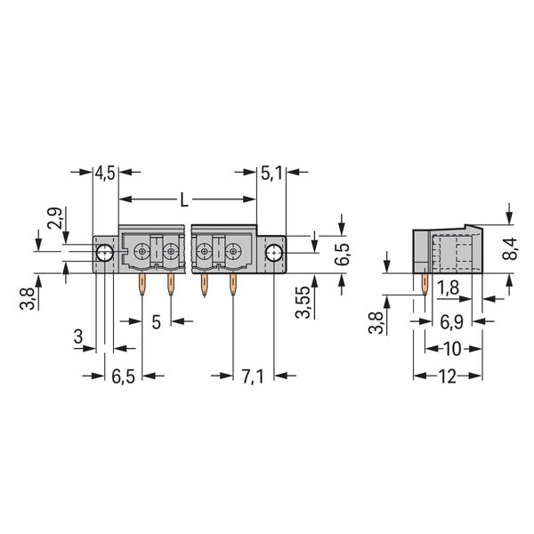 THT male header 1.2 x 1.2 mm solder pin angled gray image 3