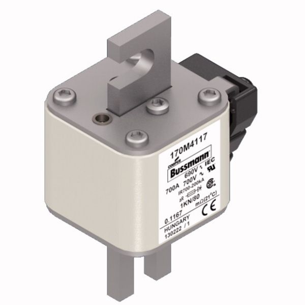 Fuse-link, high speed, 700 A, AC 690 V, DIN 1, 53 x 69 x 108 mm, aR, DIN, IEC, single indicator image 3