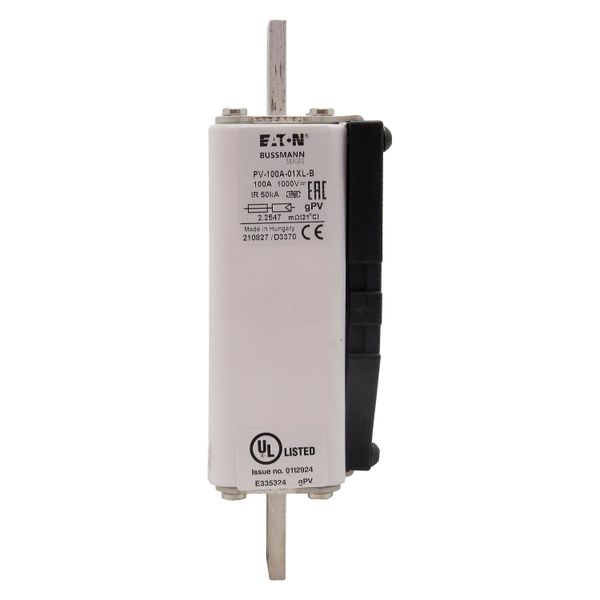 Fuse-link, high speed, 100 A, DC 1000 V, 01XL, gPV, UL, IEC, bolt-in image 15