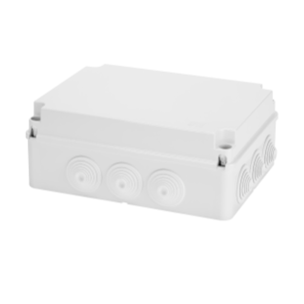 JUNCTION BOX WITH PLAIN SCREWED LID - IP55 - INTERNAL DIMENSIONS 300X220X120 - WALLS WITH CABLE GLANDS - GREY RAL 7035 image 1