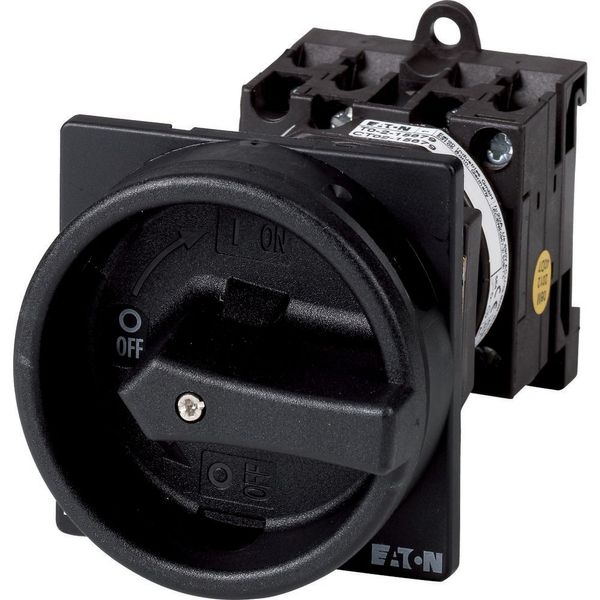 Main switch, T0, 20 A, rear mounting, 2 contact unit(s), 3 pole + N, STOP function, With black rotary handle and locking ring, Lockable in the 0 (Off) image 28