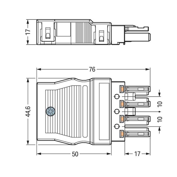 Socket with strain relief housing 4-pole black image 5