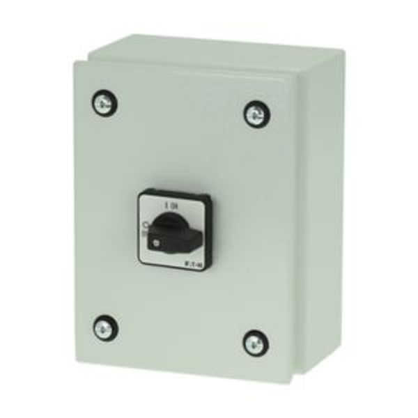 On-Off switch, P1, 40 A, 3 pole, surface mounting, with black thumb grip and front plate, in steel enclosure image 4