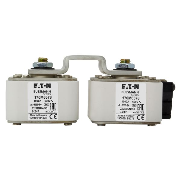 Fuse-link, high speed, 1000 A, AC 690 V, 2 x size 3, 74 x 177 x 72 mm, aR, IEC, single indicator image 16