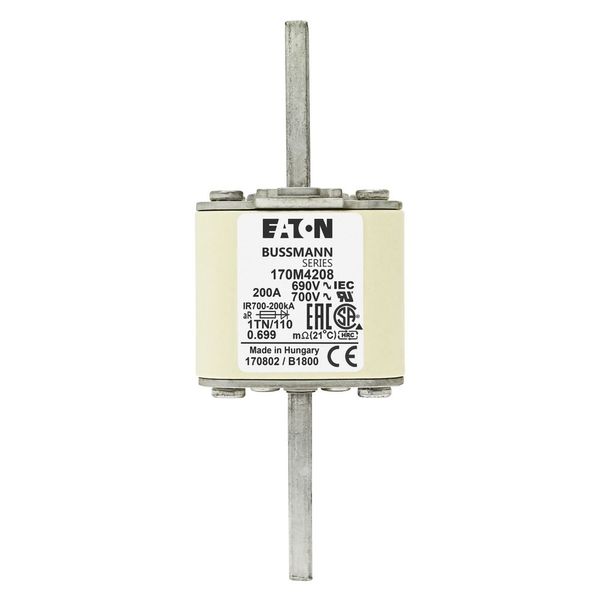 Fuse-link, high speed, 200 A, AC 690 V, DIN 1, 53 x 66 x 138 mm, aR, DIN, IEC, type T indicator image 5