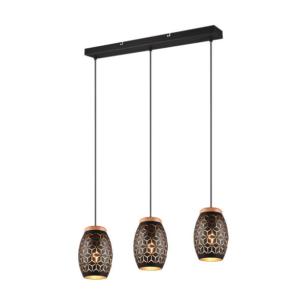 Bidar pendant 3-pc E27 black/gold image 1