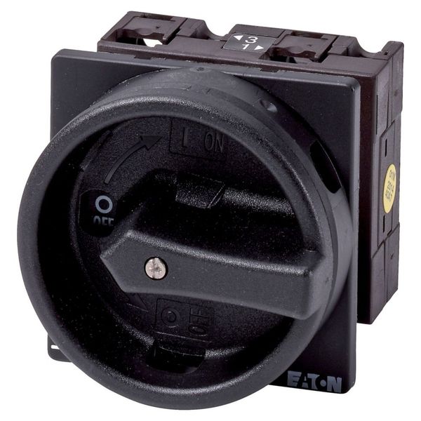 Main switch, T3, 32 A, flush mounting, 1 contact unit(s), 2 pole, STOP function, With black rotary handle and locking ring, Lockable in the 0 (Off) po image 3